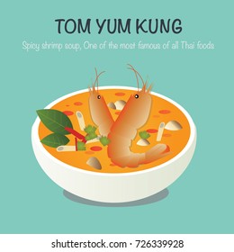 Tom yum kung, spicy shrimp soup, One of the most famous of all Thai foods