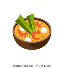 Tom Yum Kung Thai sopa ilustración vectorial