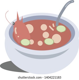 Tom yum- kung Thailand illustration vector flat style