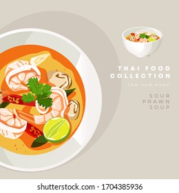 Tom yum kung :Traditional Thai food collection : Vector Illustration