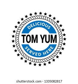 Tom Yum label - vintage emblem.sticker with grunge text.