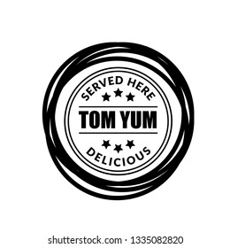 Tom Yum label - vintage emblem.sticker with grunge text.