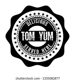 Tom Yum label - vintage emblem.sticker with grunge text.