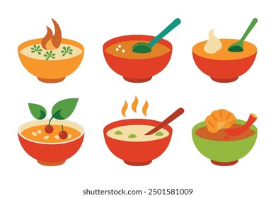 Tom Yum Soup Color Art Illustration with Spicy Thai Soup