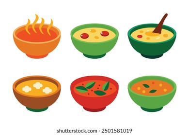 Tom Yum Soup Color Art Illustration Highlighting Spicy Thai Soup