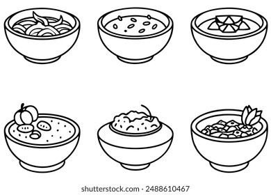 Tom Yum Soup line art minimalistic food drawing