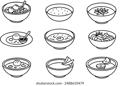 Tom Yum Soup line art modern art illustration