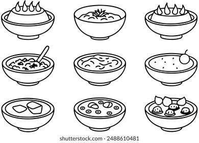 Tom Yum Soup line art illustration for menus