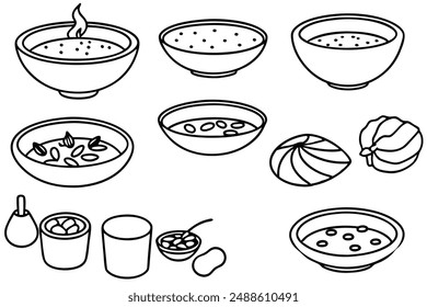 Tom Yum Soup line art artistic food sketch