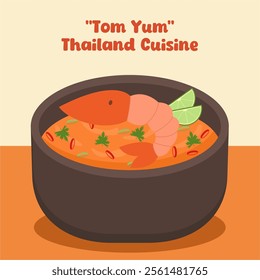 Tom Yum Thailand Cuisine Vector Illustration