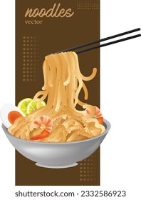 Tom Yum Yellow Noodles with Lime Shrimp Roe Use chopsticks to pick up the noodles.