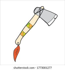 Tomahawk axe of American indian - icon or logo of red skin american indian axe