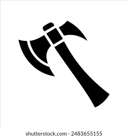 Tomahawk axe vector silhouette on white background. Tomahawk axe icon flat illustration design.