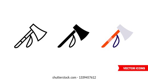 Tomahawk icon of 3 types: color, black and white, outline. Isolated vector sign symbol.