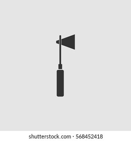 Tomahawk icon flat. Black pictogram on grey background. Vector illustration symbol