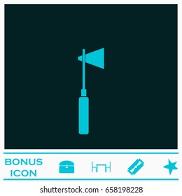 Tomahawk icon flat. Blue pictogram on dark background. Vector illustration symbol and bonus icons