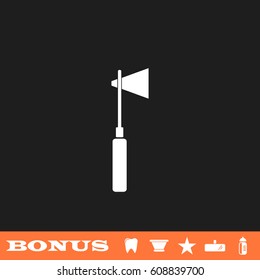 Tomahawk icon flat. White pictogram on black background. Vector illustration symbol and bonus button tooth, vase, star, mirror, bottle