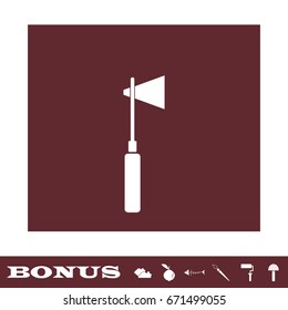 Tomahawk icon flat. White pictogram on brown background. Vector illustration symbol and bonus icons