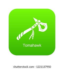 Tomahawk Icon Green Vector Isolated On White Background