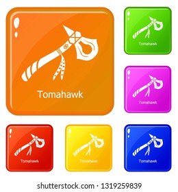 Tomahawk icons set collection vector 6 color isolated on white background
