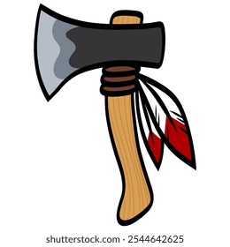 Ilustración vectorial de arma de hacha india nativa Tomahawk