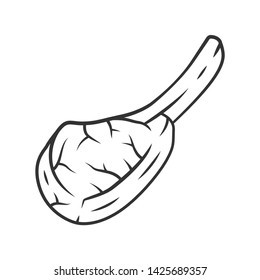 Tomahawk steak linear icon. Butchers meat. Meat production and sale. Beefsteak. Pork rib. Protein source. Thin line illustration. Contour symbol. Vector isolated outline drawing. Editable stroke
