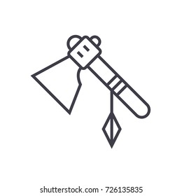tomahawk vector line icon, sign, illustration on background, editable strokes