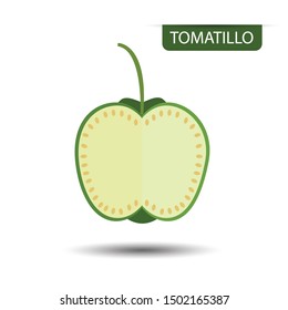 Tomatillo, fruit on white background. Flat design style. vector illustration.