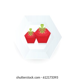 Tomato 3D Origami Icon on dish paper