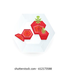 Tomato 3D Origami Icon on dish paper