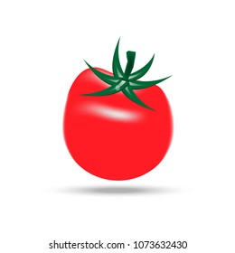 A tomato. 3d vector illustration, juice, package design. Application button. Natural products. Background internet application. Tomato juice, fresh.