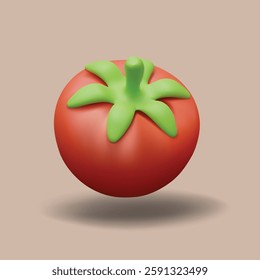 Tomato 3D Vector With Leaf