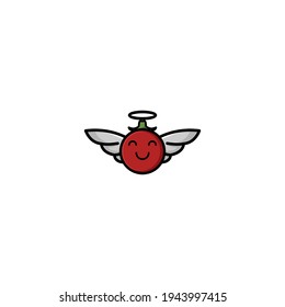 Tomato Angel Cartoon Character Vector Illustration Design. Cute, Fun, And Funny Style. Recomended For Vegetable Shop Logo Mascot.