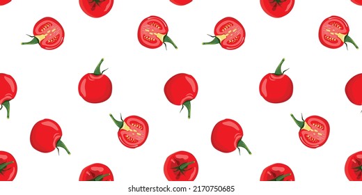 Tomato background for textile, wrapping paper, packaging.