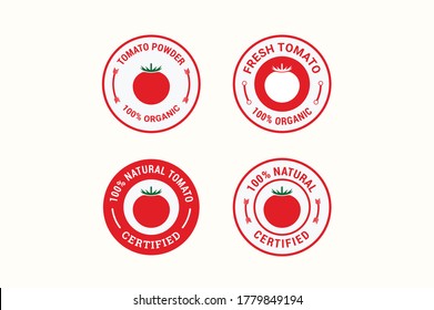 Tomato badge label design set. Circle form templates for tomato badge stamp