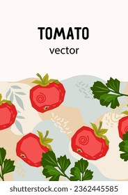 Tomato based food sauce and soup label and packaging design element, hand drawn vector illustration. Design with tomato for various purposes such as packaging, branding or advertising.