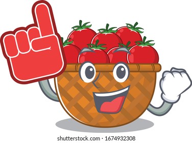 Tomato basket mascot cartoon style with Foam finger