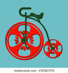 Tomato bicycle vector sign logo