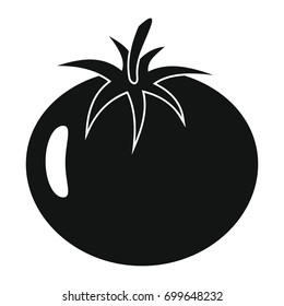 Tomato black simple silhouette icon vector illustration for design and web isolated on white background. Tomato vector object for labels, logos and advertising