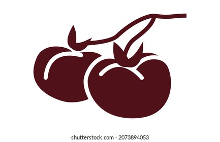Icono de rama de tomate. Hortalizas de silueta de forma. Ilustración del vector