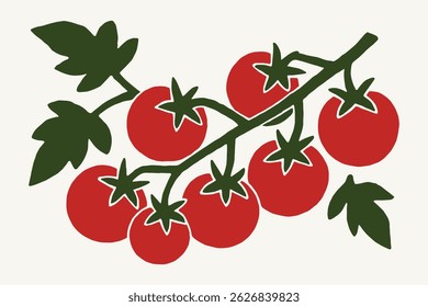 tomato branch naive cutout style	