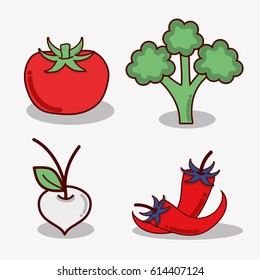 tomato, broccoli, onion and chilli vegetable