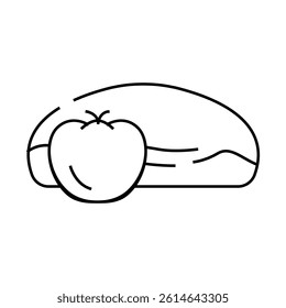 tomato bun food meal line icon vector. tomato bun food meal sign. isolated contour symbol black illustration
