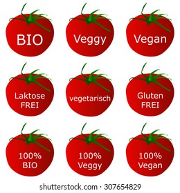 tomato button on white background