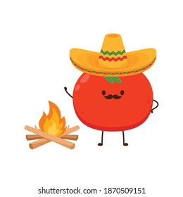 Tomato cartoon. Tomato character design. Tomato on white background.