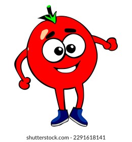 Tomatencartoon-Charakter einzeln auf weißem Hintergrund 