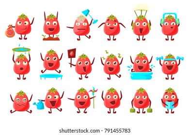 Tomato Cartoon Character Set
