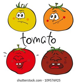 Tomato cartoon character set. Funny emotions
