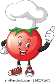 Tomato cartoon chef vector art and illustration