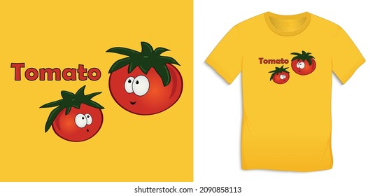 Tomato cartoon icon, t-shirt graphics design vector